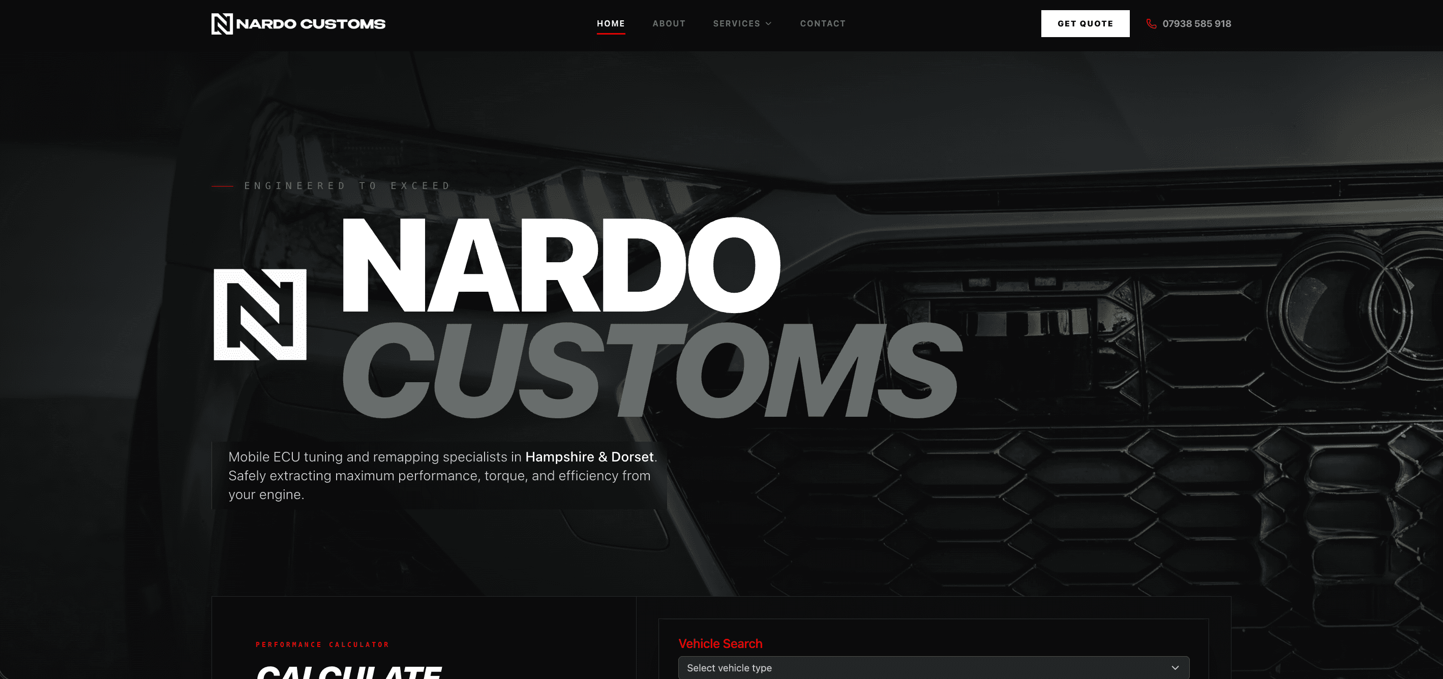Nardo Customs website by Fixels